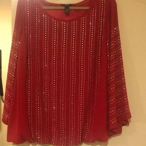 Alfani Red Sparkly Blouse